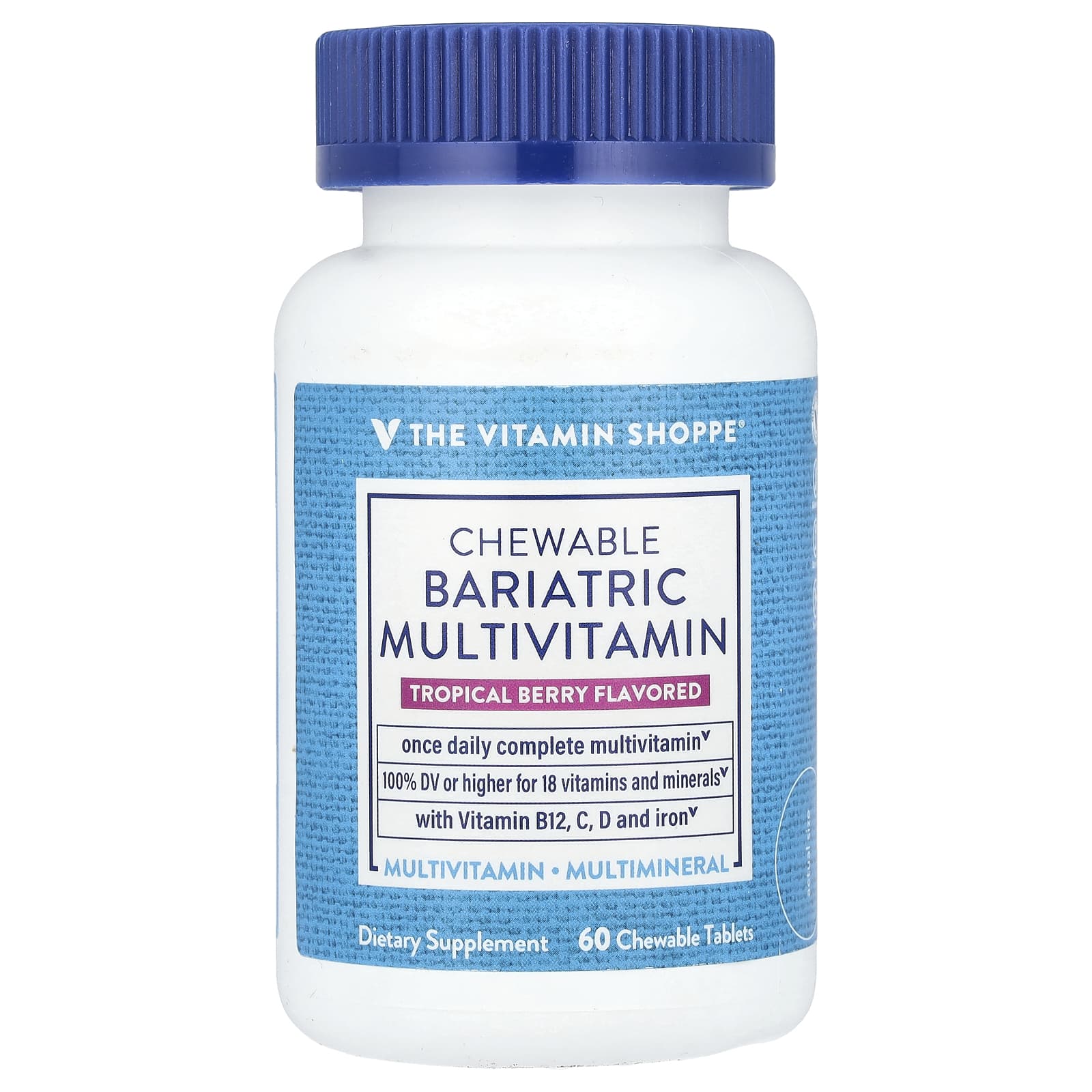 The Vitamin Shoppe, Chewable Bariatric Multivitamin, Tropical Berry, 60 Chewable Tablets