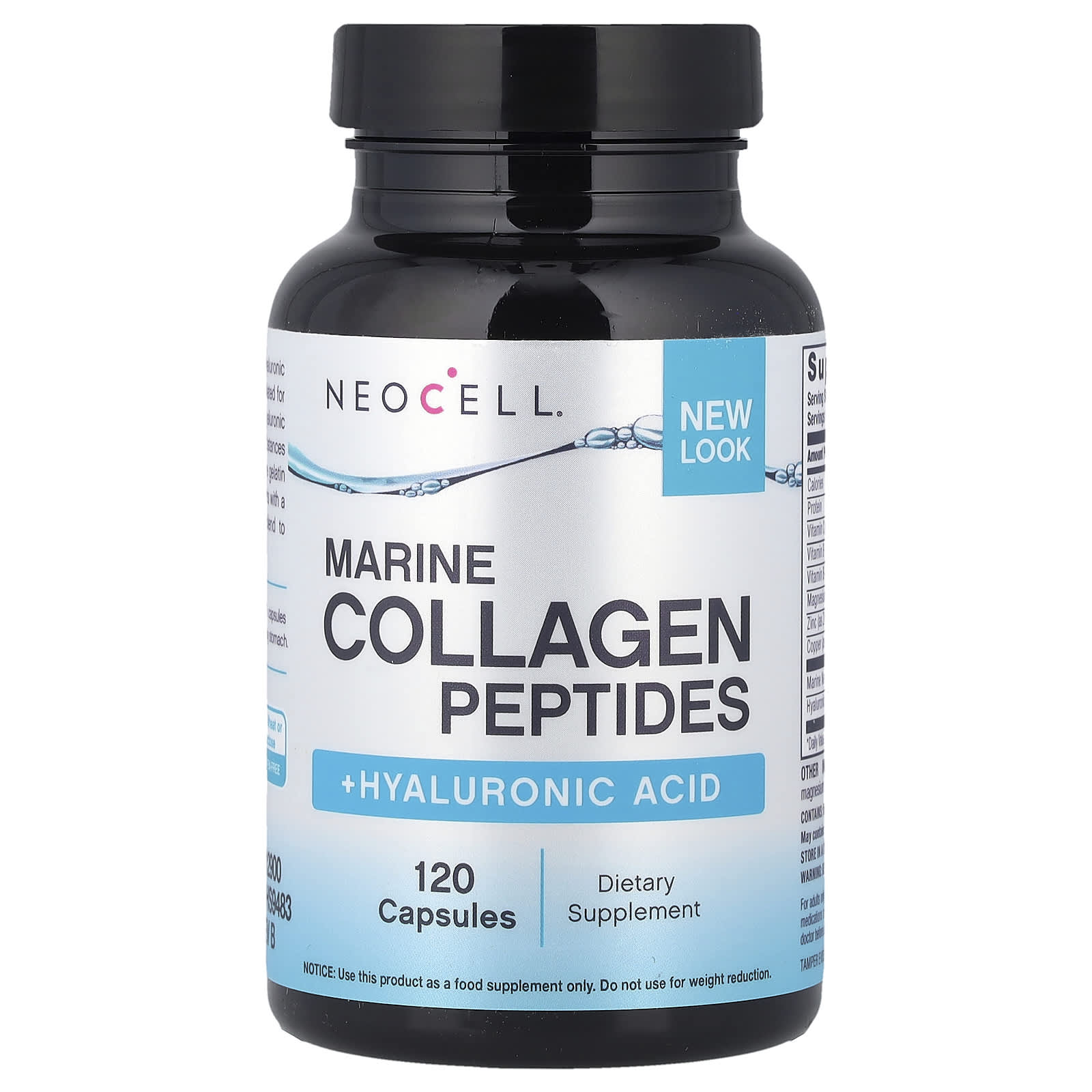NeoCell, Marine Collagen Peptides + Hyaluronic Acid, 120 Capsules