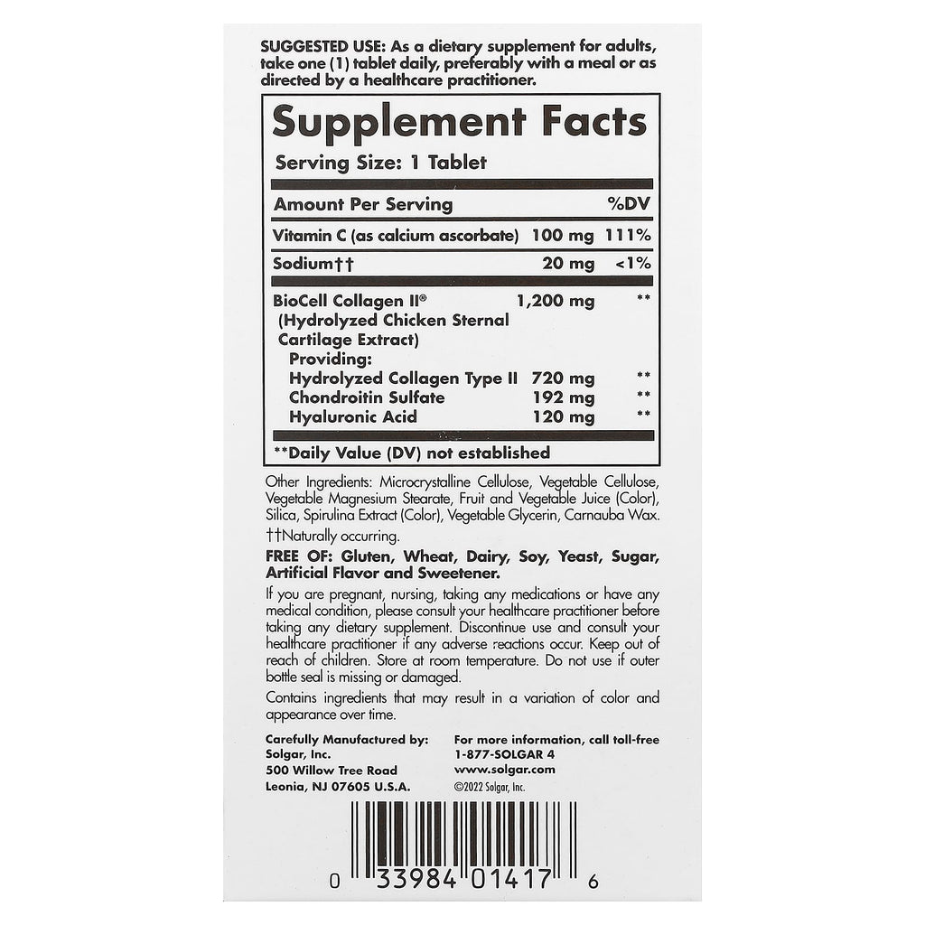 Solgar, Collagen Hyaluronic Acid Complex, 30 Tablets