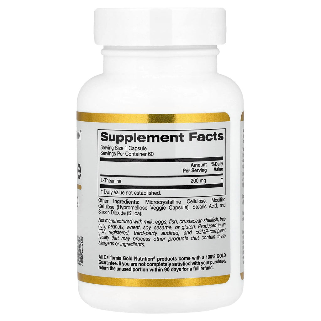 California Gold Nutrition, L-Theanine, Featuring AlphaWave®, 200 mg, 60 Veggie Capsules
