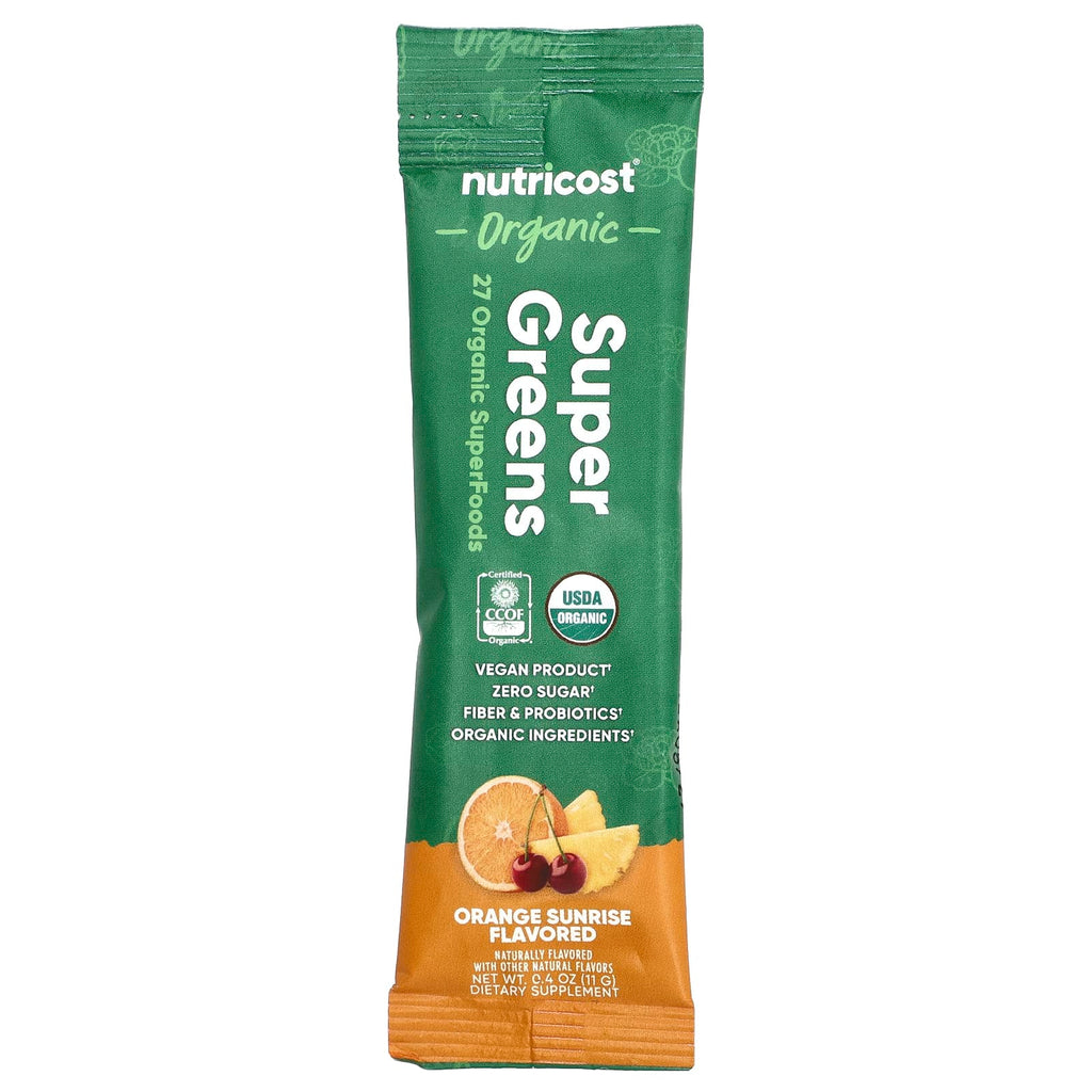 Nutricost, Organic Super Greens, Orange Sunrise, 20 Stick Packs, 0.4 oz (11 g) Each