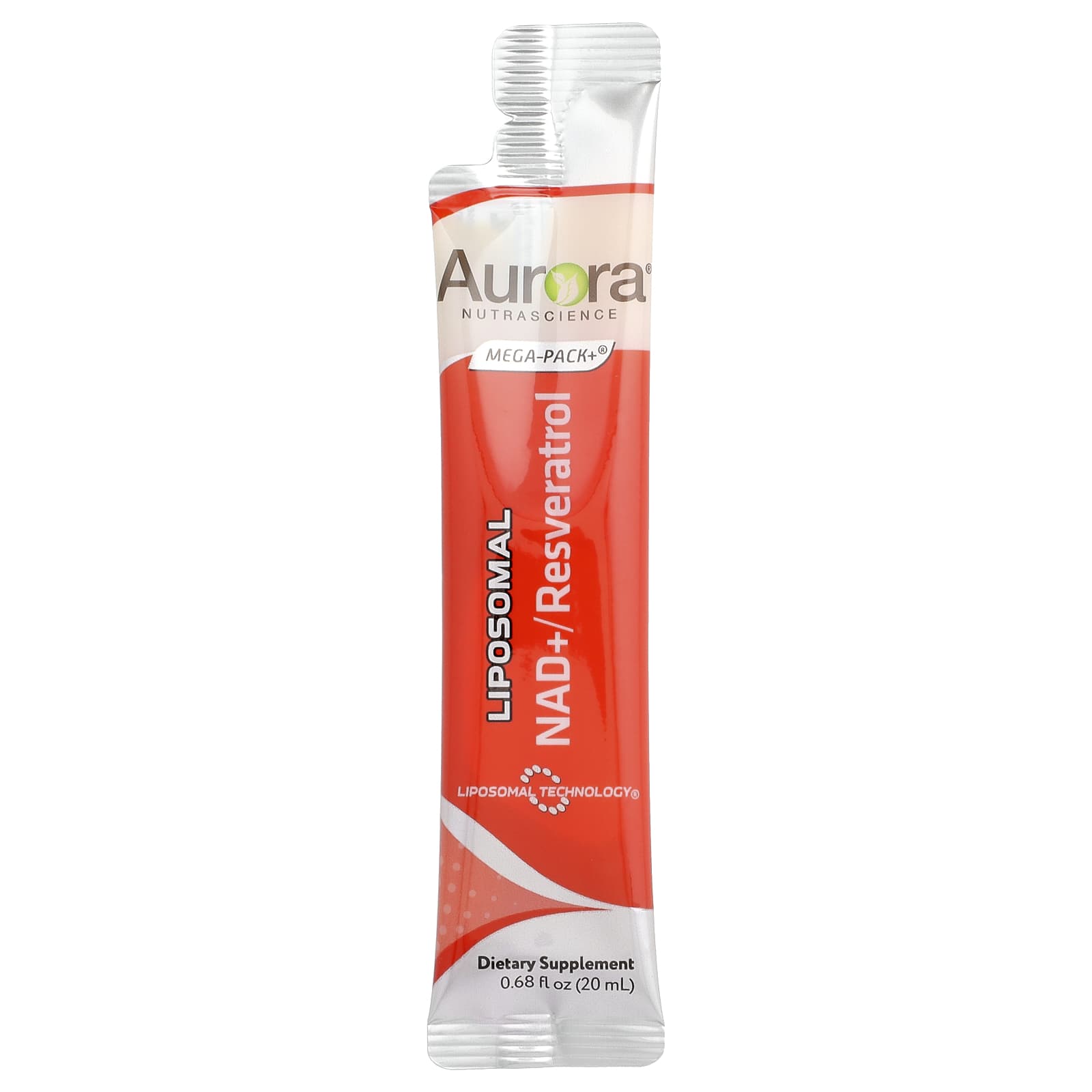 Aurora Nutrascience, Mega-Pack+®, Liposomal NAD +/ Resveratrol, 10 Packets, 0.68 fl oz (20 ml) Each