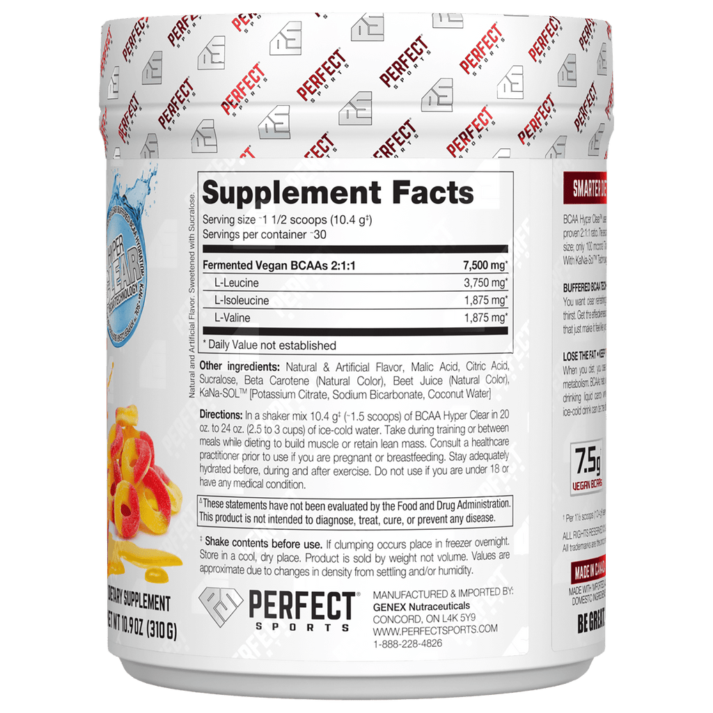 PERFECT Sports, BCAA Hyper Clear, Intense Peach Rings, 10.9 oz (310 g)