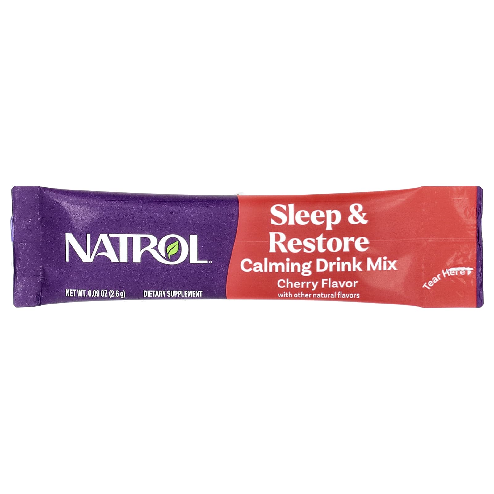 Natrol, Sleep & Restore, Calming Drink Mix, Melatonin Free, Cherry, 10 Stick Packs, 0.09 oz (2.6 g) Each