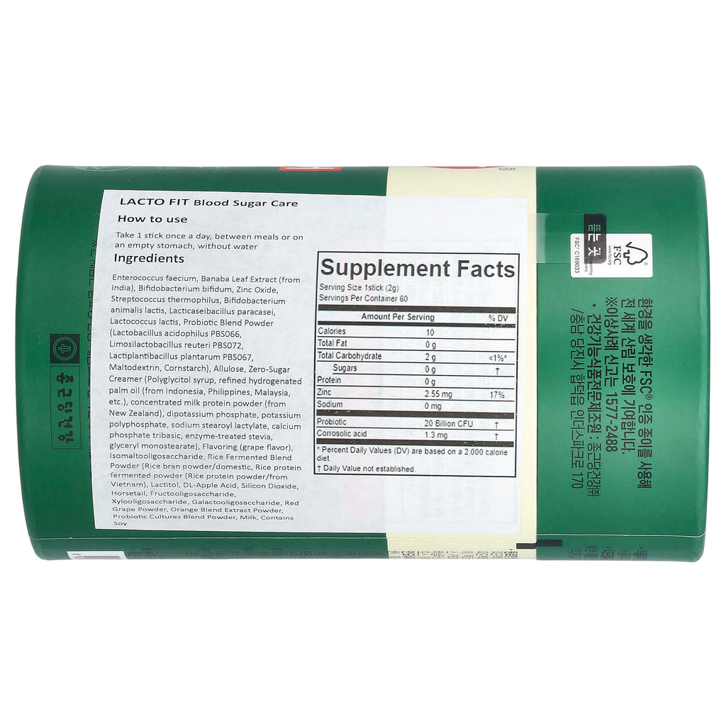 Lactofit, Probiotic, Blood Sugar Care, 60 Sticks, (2 g) Each