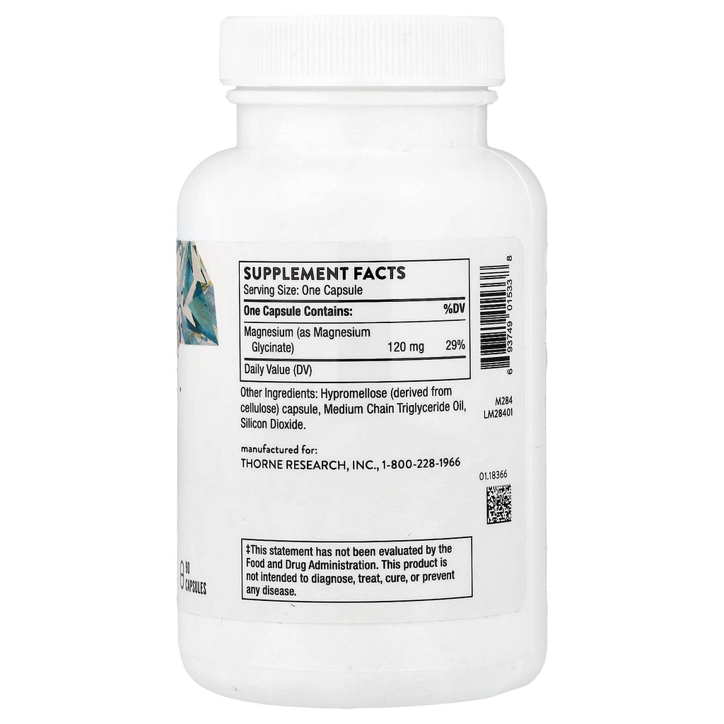 Thorne, Magnesium Glycinate, 90 Capsules (120 mg per Capsule)