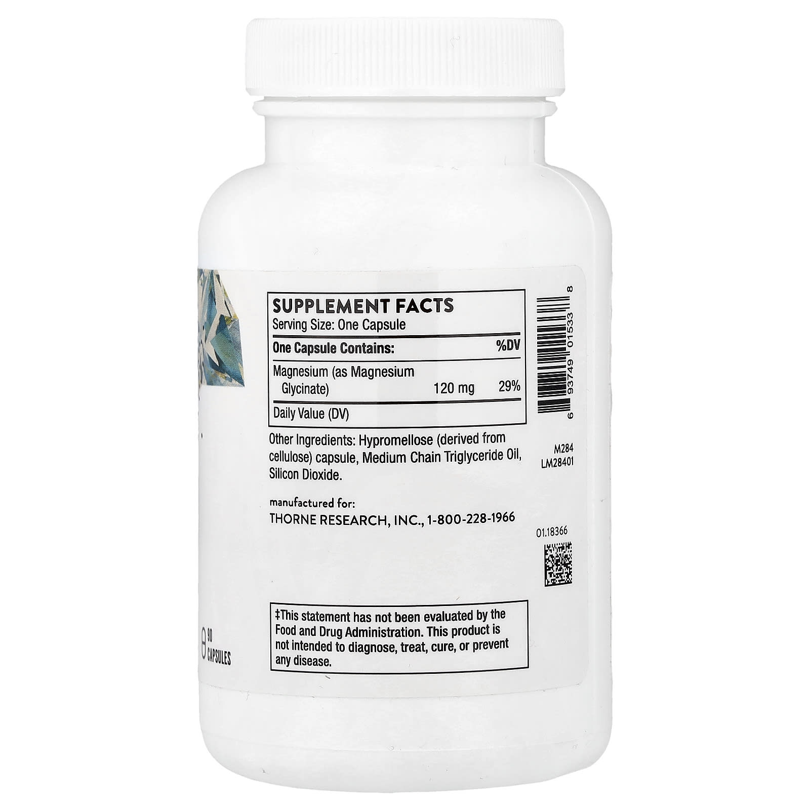 Thorne, Magnesium Glycinate, 90 Capsules (120 mg per Capsule)