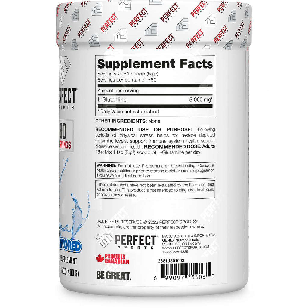 PERFECT Sports, Core Series, Pure Glutamine, Unflavored, 14 oz (400 g)
