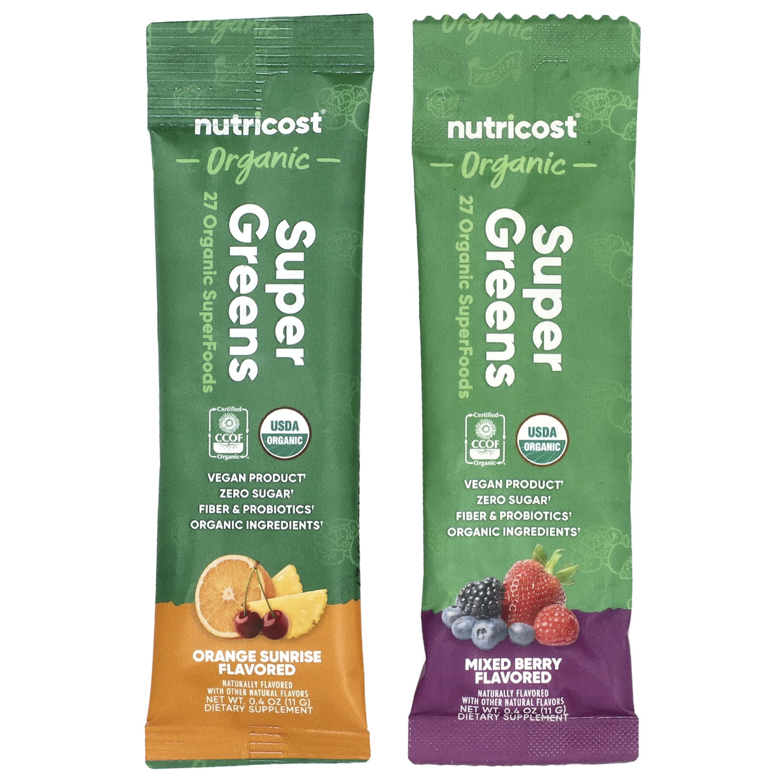 Nutricost, Organic Super Greens, Variety Pack, 20 Packets, 0.4 oz (11 g) Each