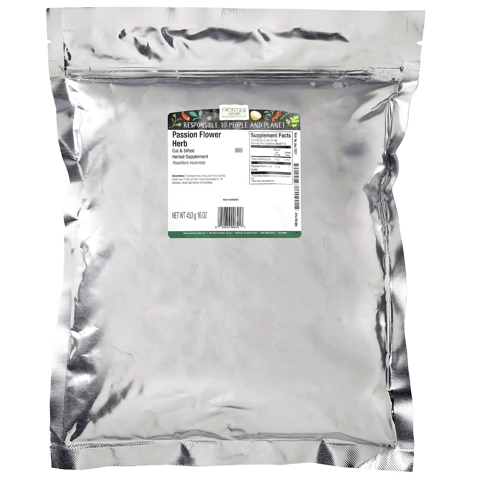 Frontier Co-op, Cut & Sifted Passion Flower Herb, 16 oz (453 g)