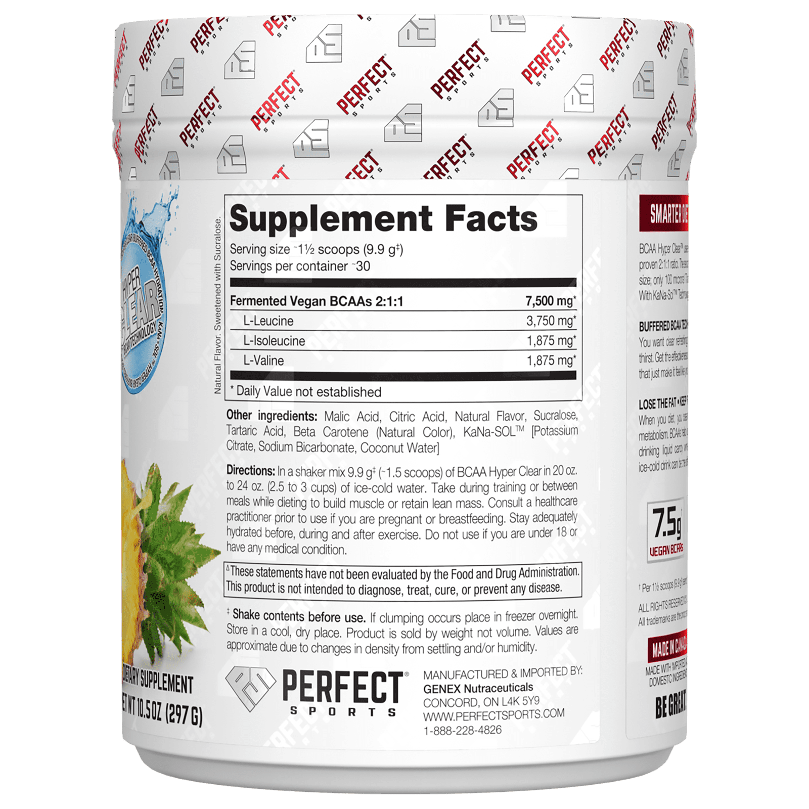 PERFECT Sports, BCAA Hyper Clear, Intense Hawaiian Pineapple Candy, 10.5 oz (297 g)