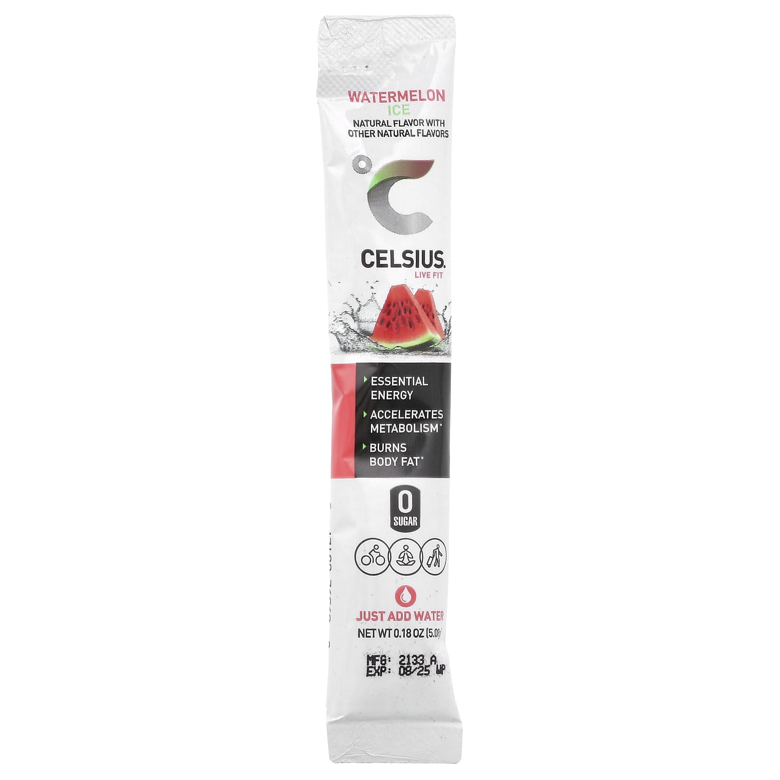Celsius, Live Fit, Watermelon Ice, 14 On-The-Go-Packets, 0.18 oz (5.08 g) Each