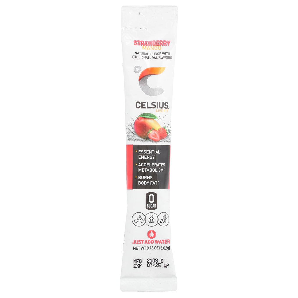 Celsius, Live Fit, Strawberry Mango, 14 On-The-Go-Packets, 0.18 oz (5.02 g) Each