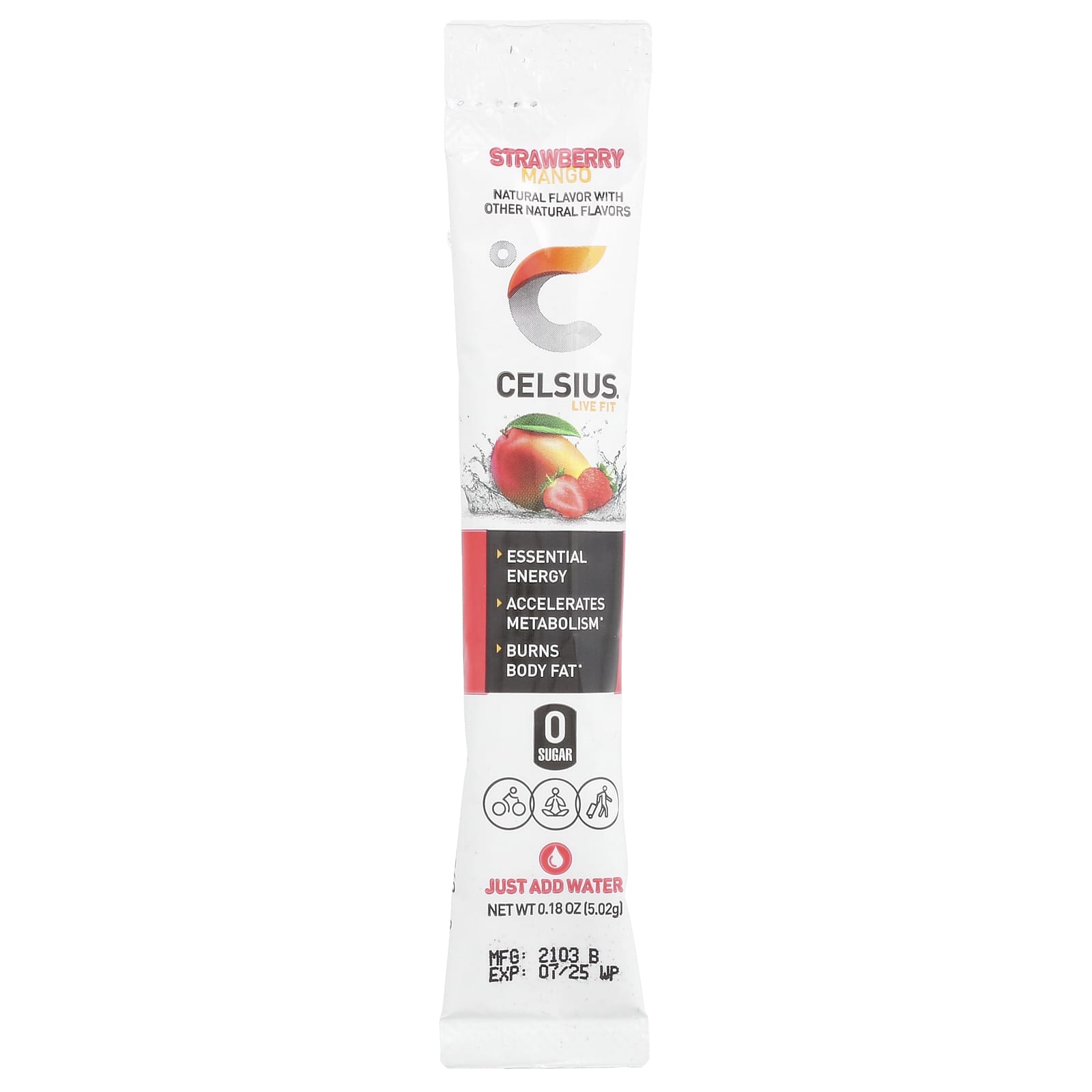 Celsius, Live Fit, Strawberry Mango, 14 On-The-Go-Packets, 0.18 oz (5.02 g) Each