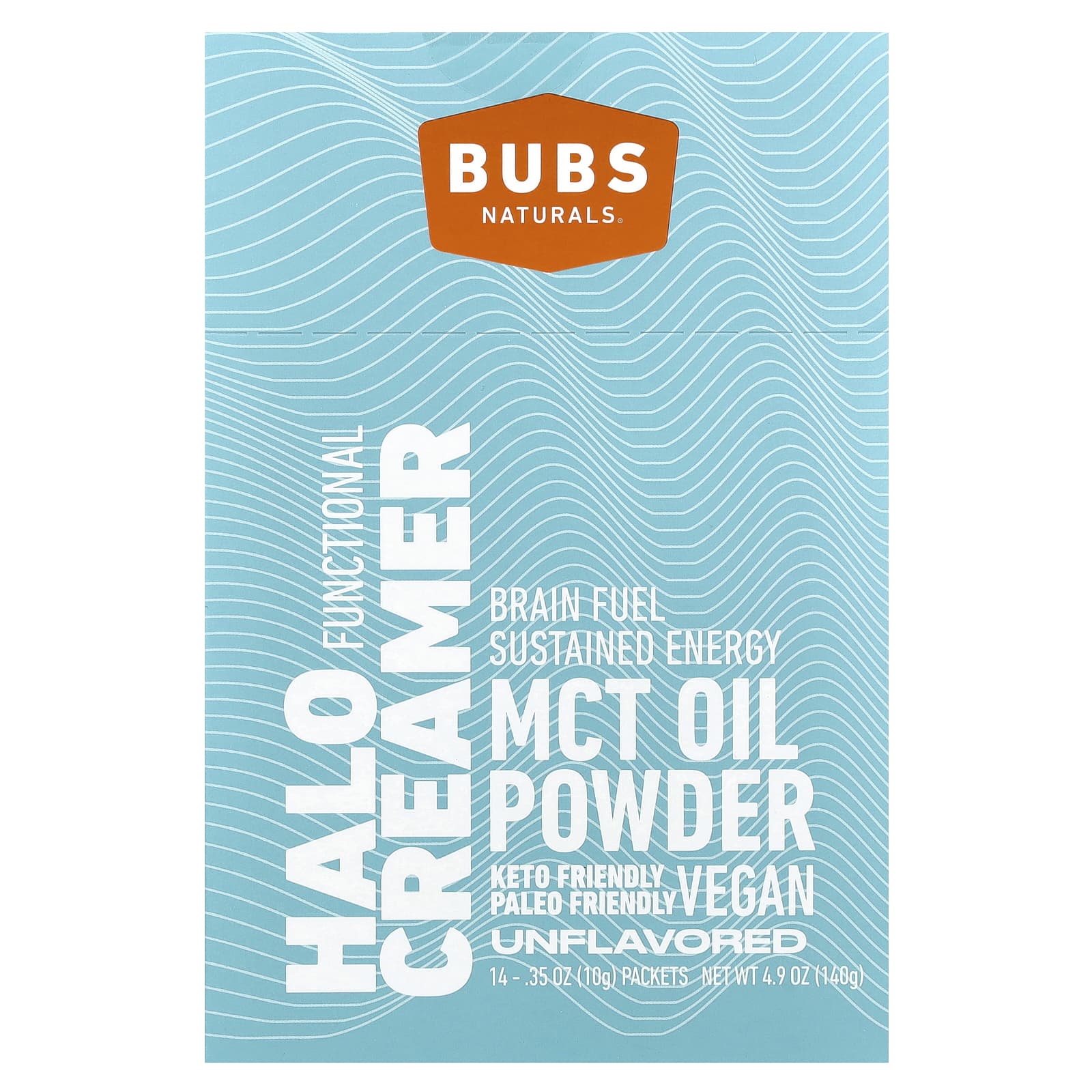 BUBS Naturals, Halo Functional Creamer, MCT Oil Powder, Unflavored, 14 Packets, 0.35 oz (10 g) Each