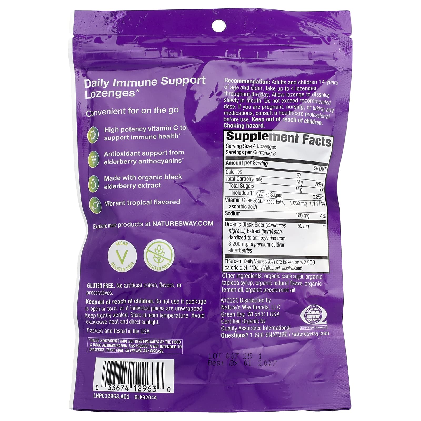 Nature's Way, Sambucus® Immune Lozenges, Tropical, 24 Lozenges