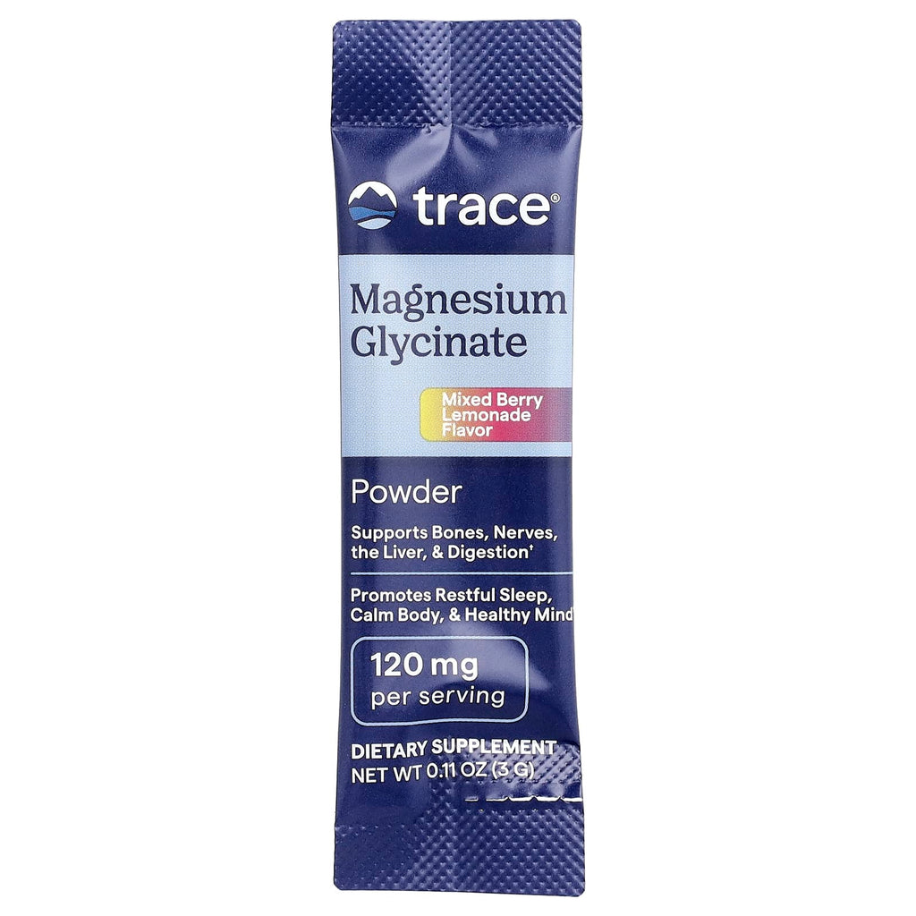 Trace, Magnesium Glycinate Powder, Mixed Berry Lemonade, 30 Stick Packs, 0.11 oz (3 g) Each