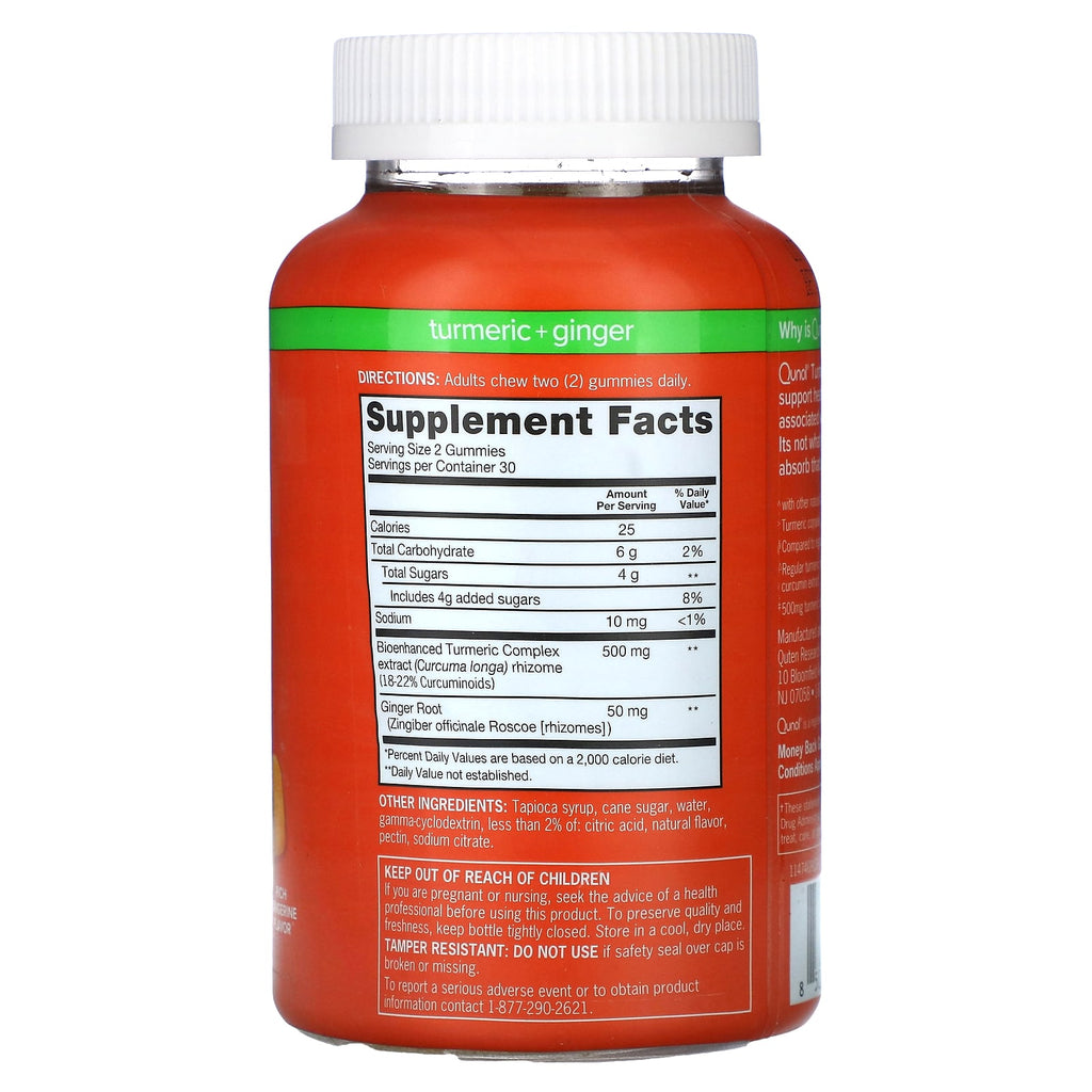 Qunol, Turmeric + Ginger, Rich Tangerine, 90 Gummies (275 mg per Gummy)
