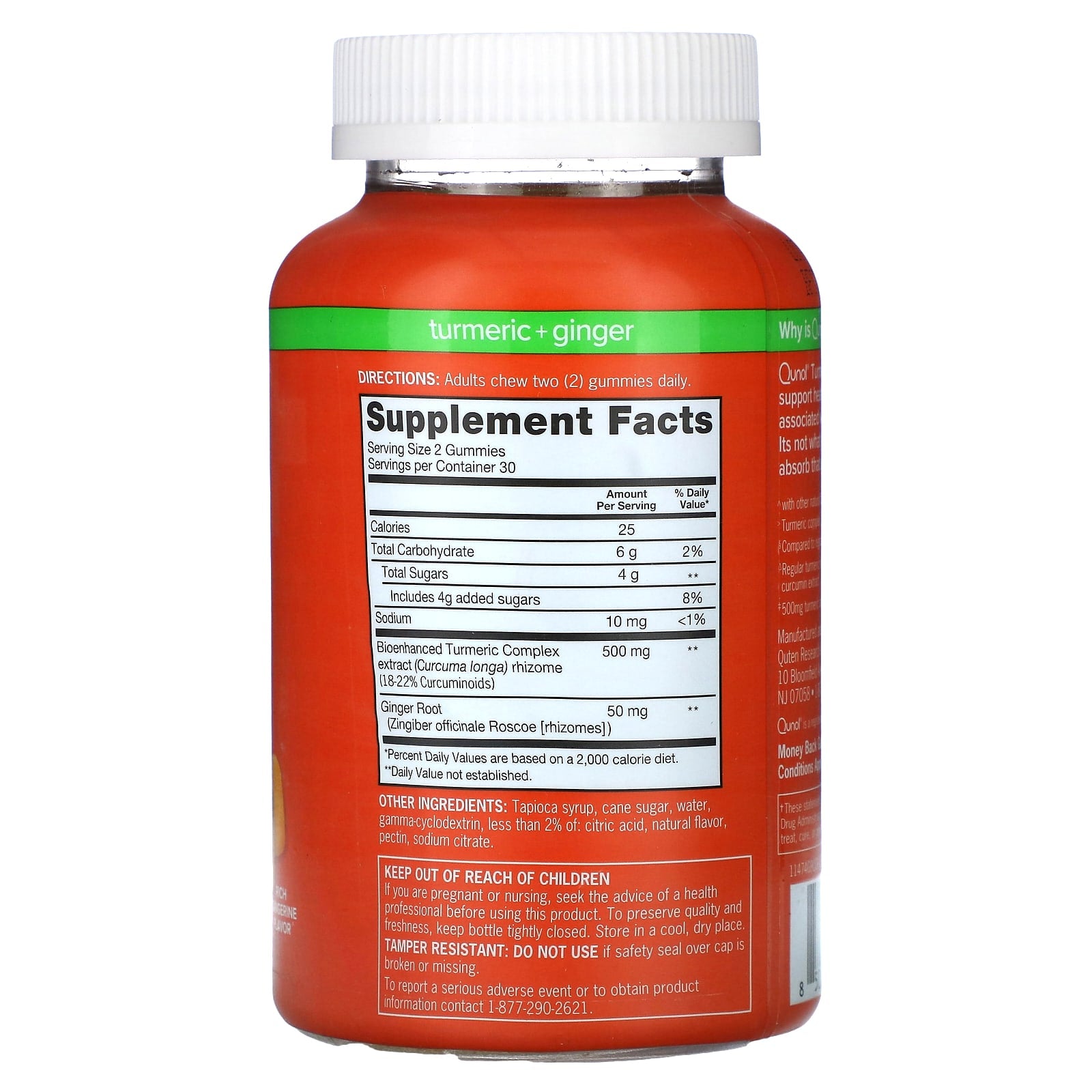 Qunol, Turmeric + Ginger, Rich Tangerine, 90 Gummies (275 mg per Gummy)