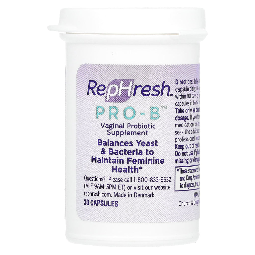 Rephresh, Pro-B, Vaginal Probiotic Supplement, 5 Billion CFU, 30 Capsules