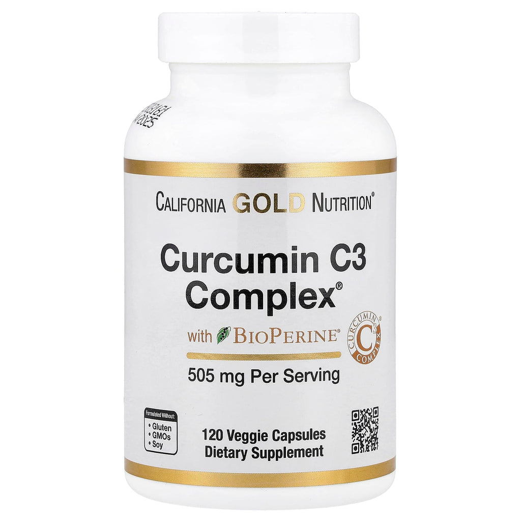 California Gold Nutrition, Curcumin C3 Complex® with BioPerine® Black Pepper Extract, Turmeric Curcumin Complex, Enhanced Bioavailablity, 120 Veggie Capsules