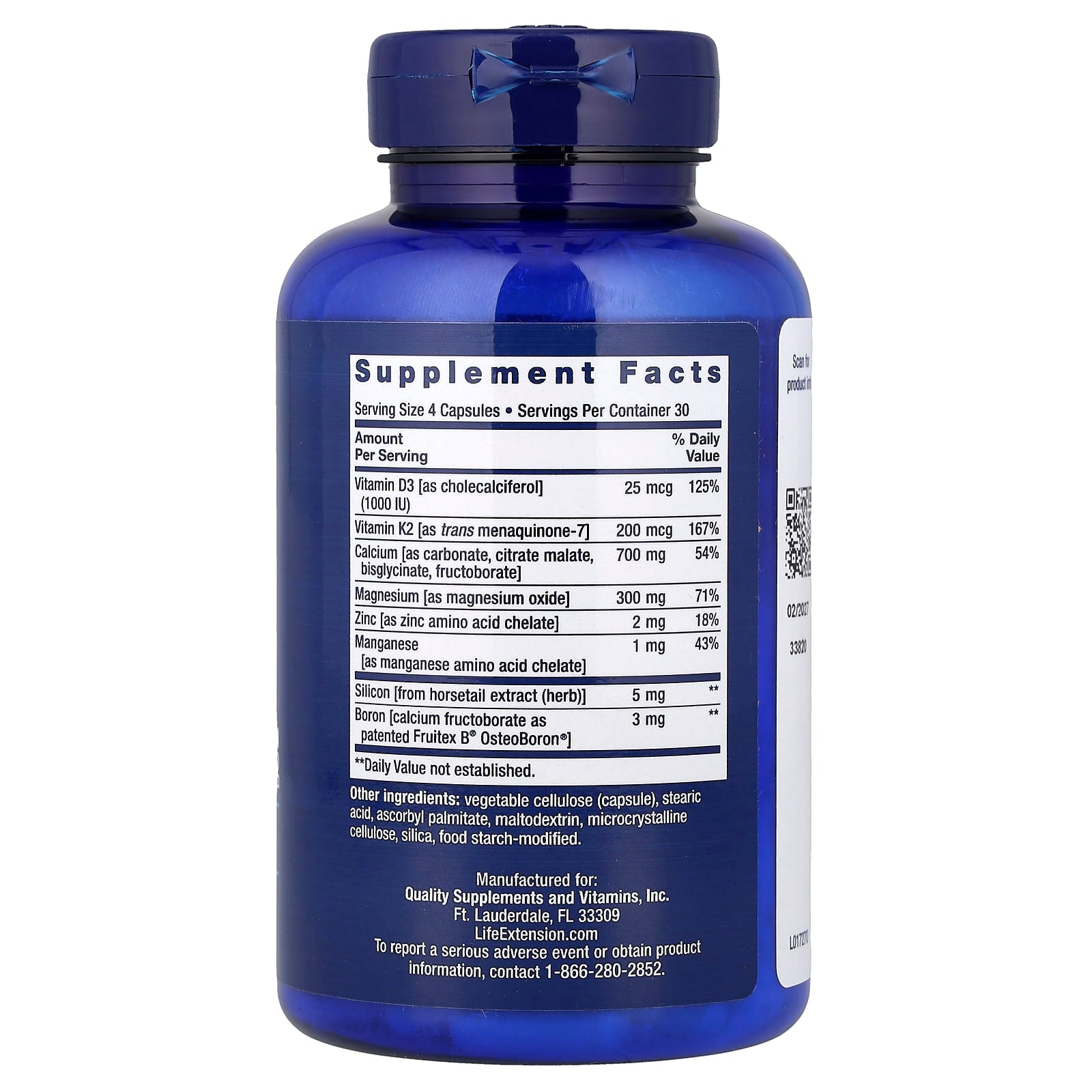 Life Extension, Bone Restore, Calcium Supplement with Vitamin K2, 120 Capsules