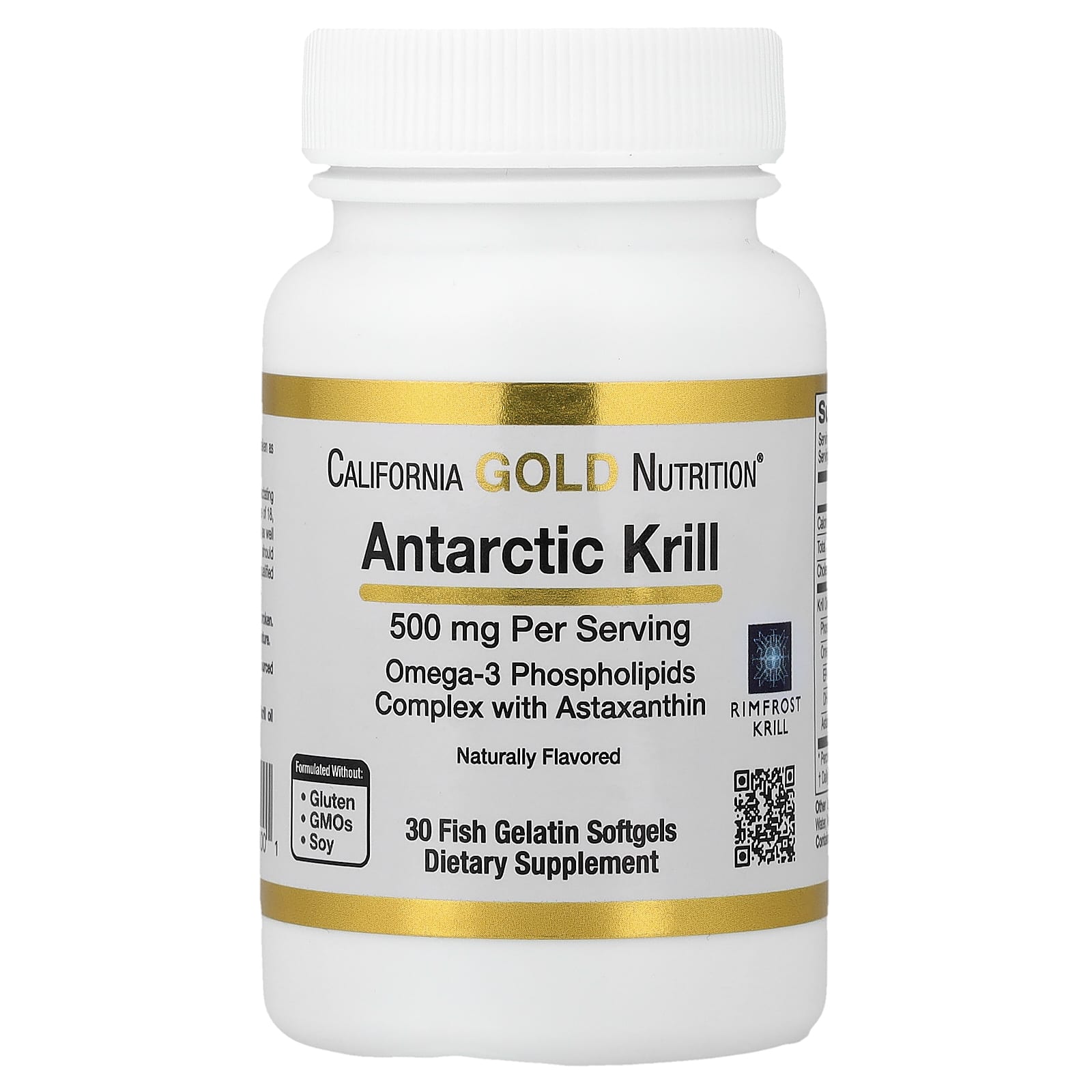 California Gold Nutrition, Antarctic Krill Oil, Omega-3 Phospholipids Complex with EPA, DHA, and Astaxanthin, Natural Strawberry and Lemon, 500 mg, 30 Fish Gelatin Softgels