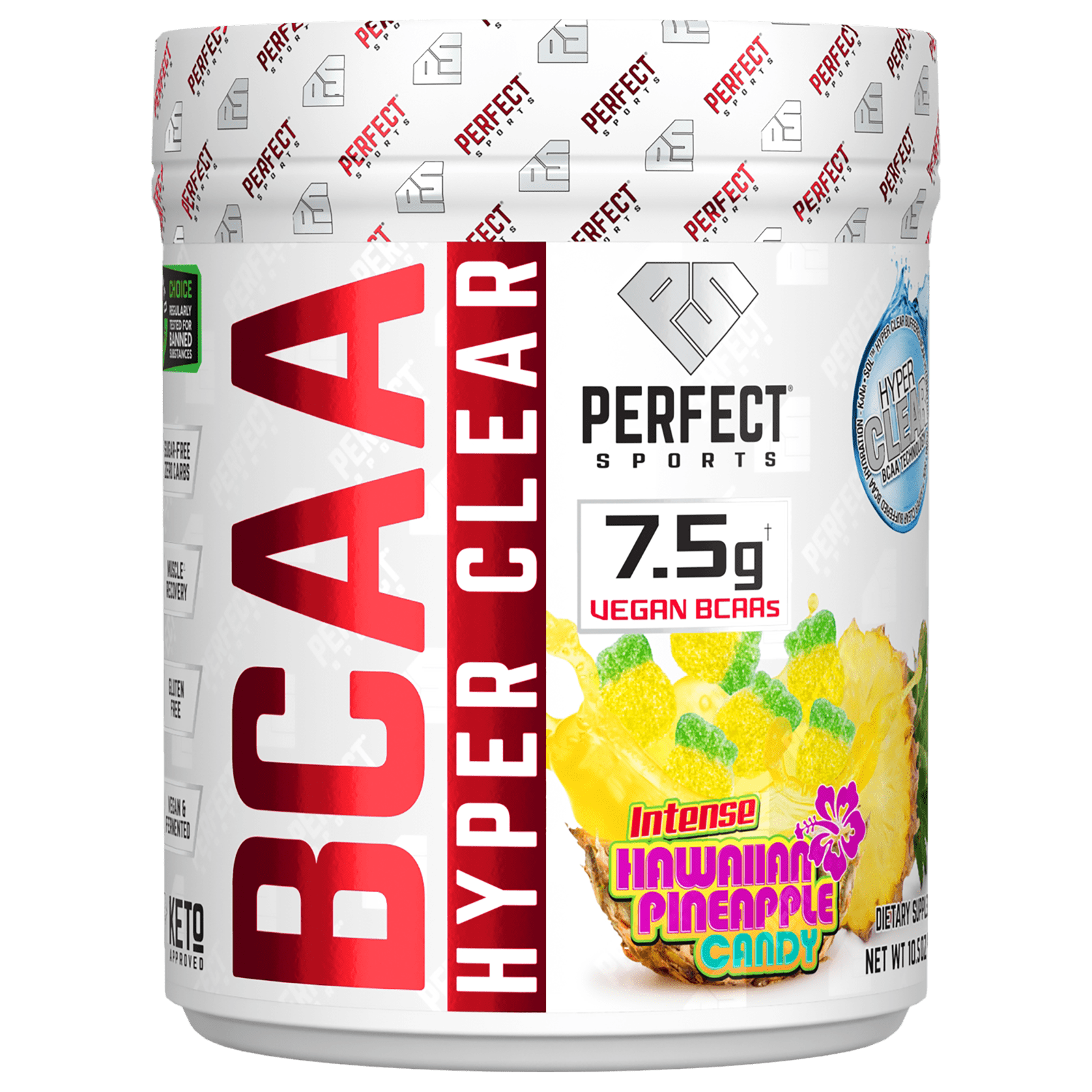 PERFECT Sports, BCAA Hyper Clear, Intense Hawaiian Pineapple Candy, 10.5 oz (297 g)