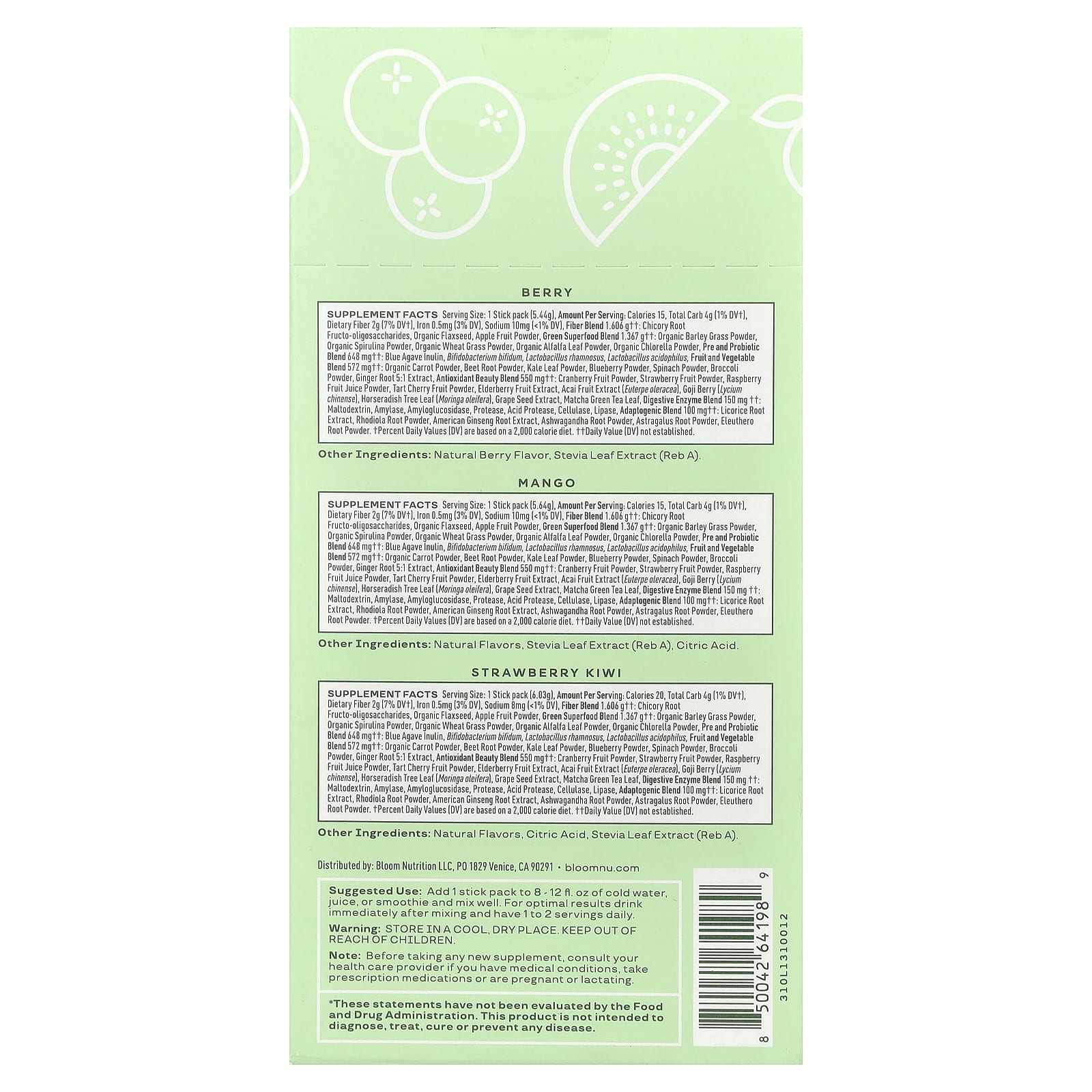Bloom, Greens & Superfoods, Variety Pack, 18 Stick Packs, 3.6 oz (102.36 g)