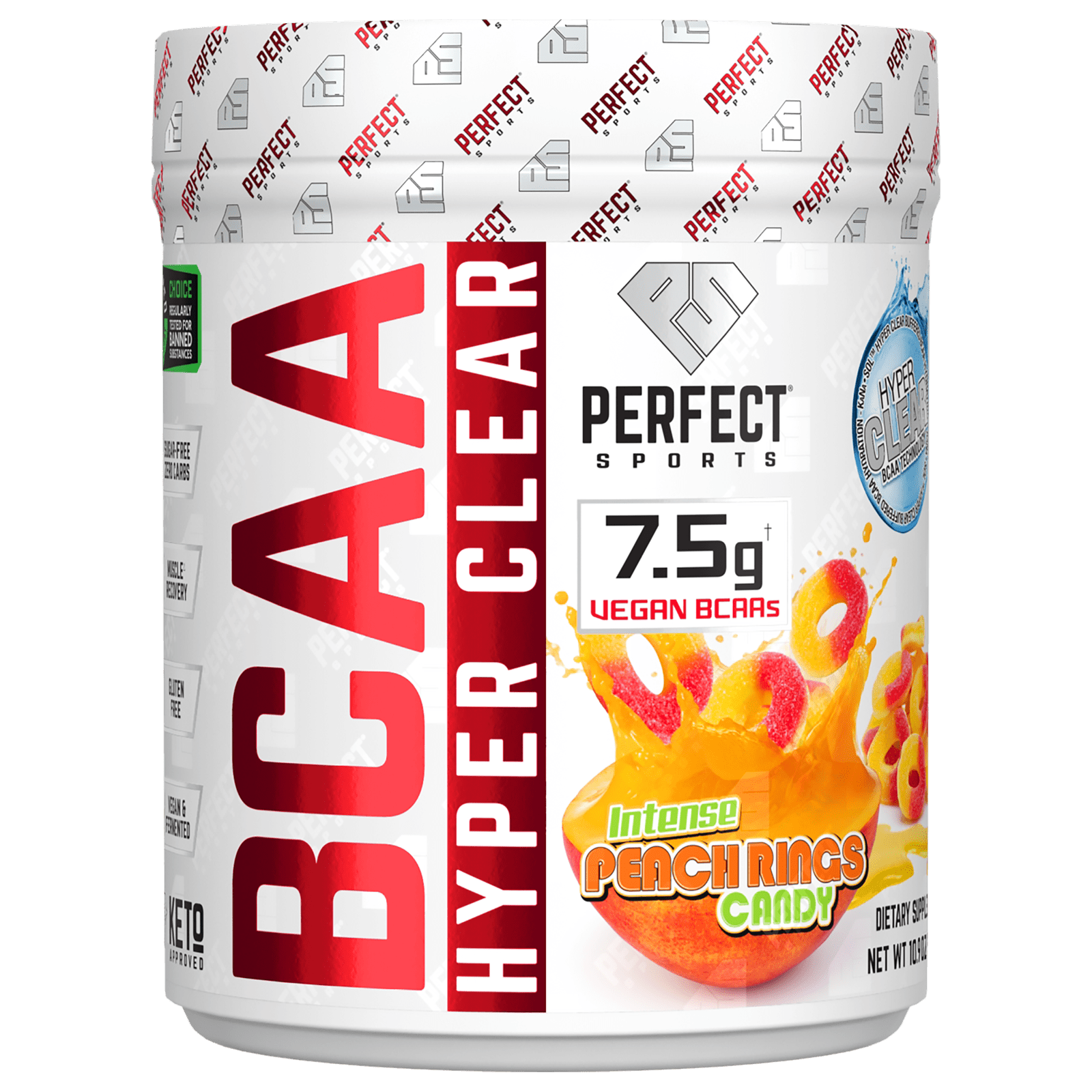 PERFECT Sports, BCAA Hyper Clear, Intense Peach Rings, 10.9 oz (310 g)