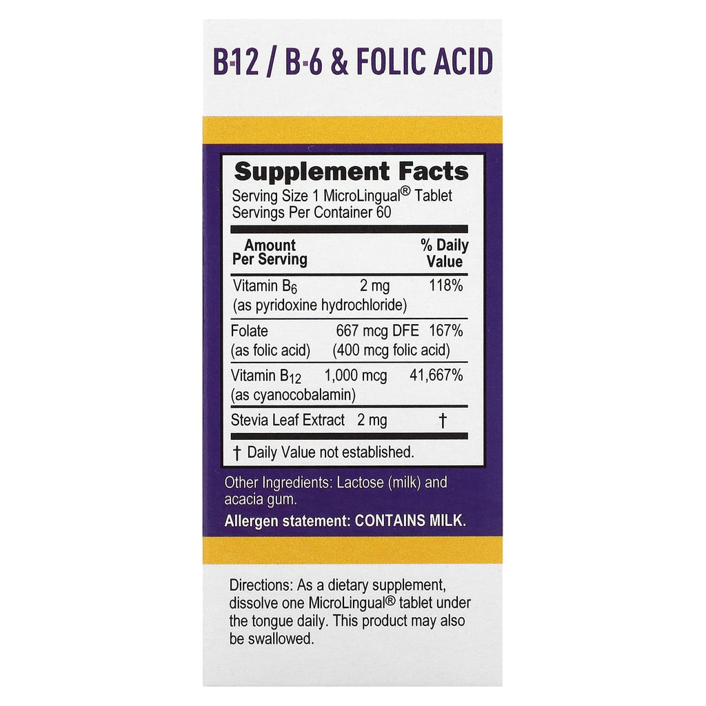 Superior Source, Cyanocobalamin & B-12 & B-6 & Folic Acid, 1,000 mcg & 2 mg & 400 mcg, 60 MicroLingual Instant Dissolve Tablets
