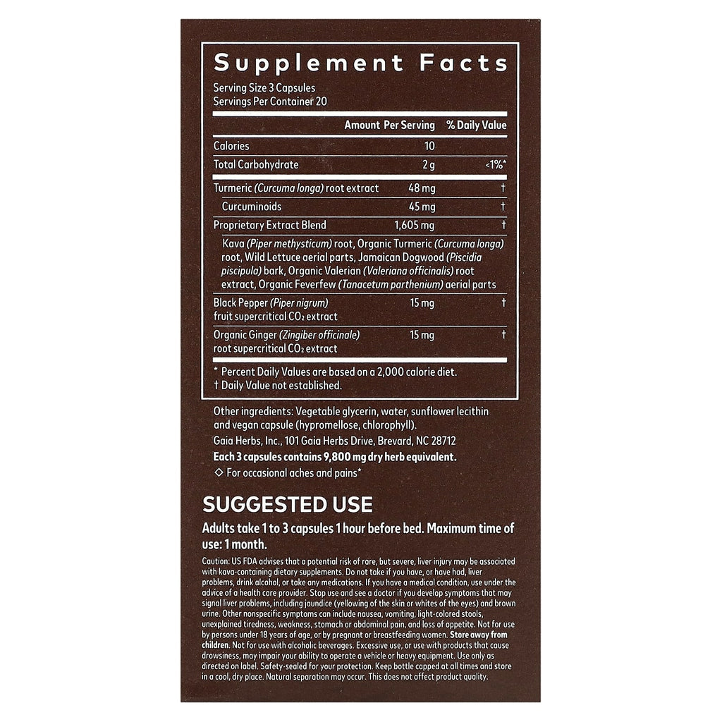 Gaia Herbs, Turmeric Supreme, PM Pain Support, 60 Vegan Liquid Phyto-Caps