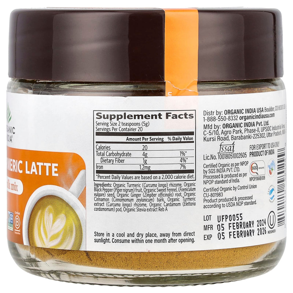 Organic India, Spiced Turmeric Latte, Golden Milk Mix, 3.52 oz (100 g)