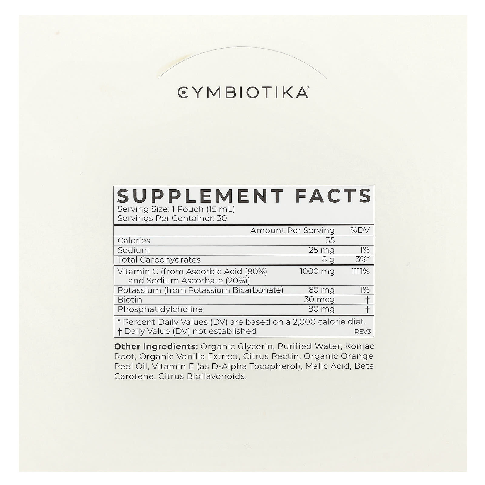 Cymbiotika, Vitamin C, Liposomal Delivery, Citrus Vanilla, 1,000 mg, 30 Pouches, 15 ml Each