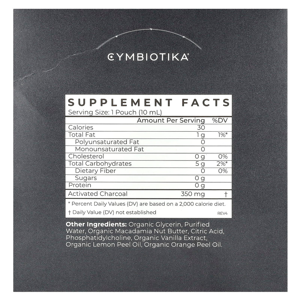 Cymbiotika, Activated Charcoal, Lemon Cream, 26 Pouches, 0.3 fl oz (10 ml) Each