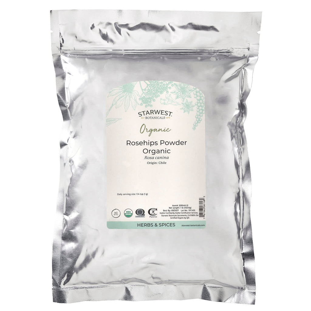 Starwest Botanicals, Organic Rosehips Powder, 1 lb (453.6 g)