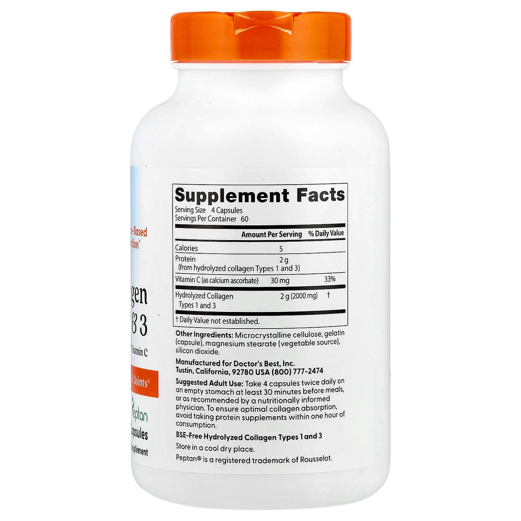 Doctor's Best, Collagen Types 1 & 3 & Vitamin C, 240 Capsules
