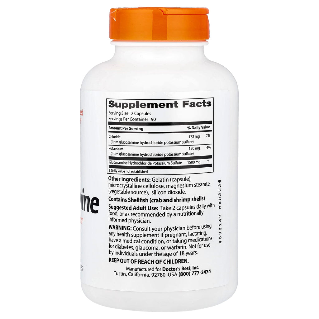 Doctor's Best, Glucosamine, 750 mg, 180 Capsules