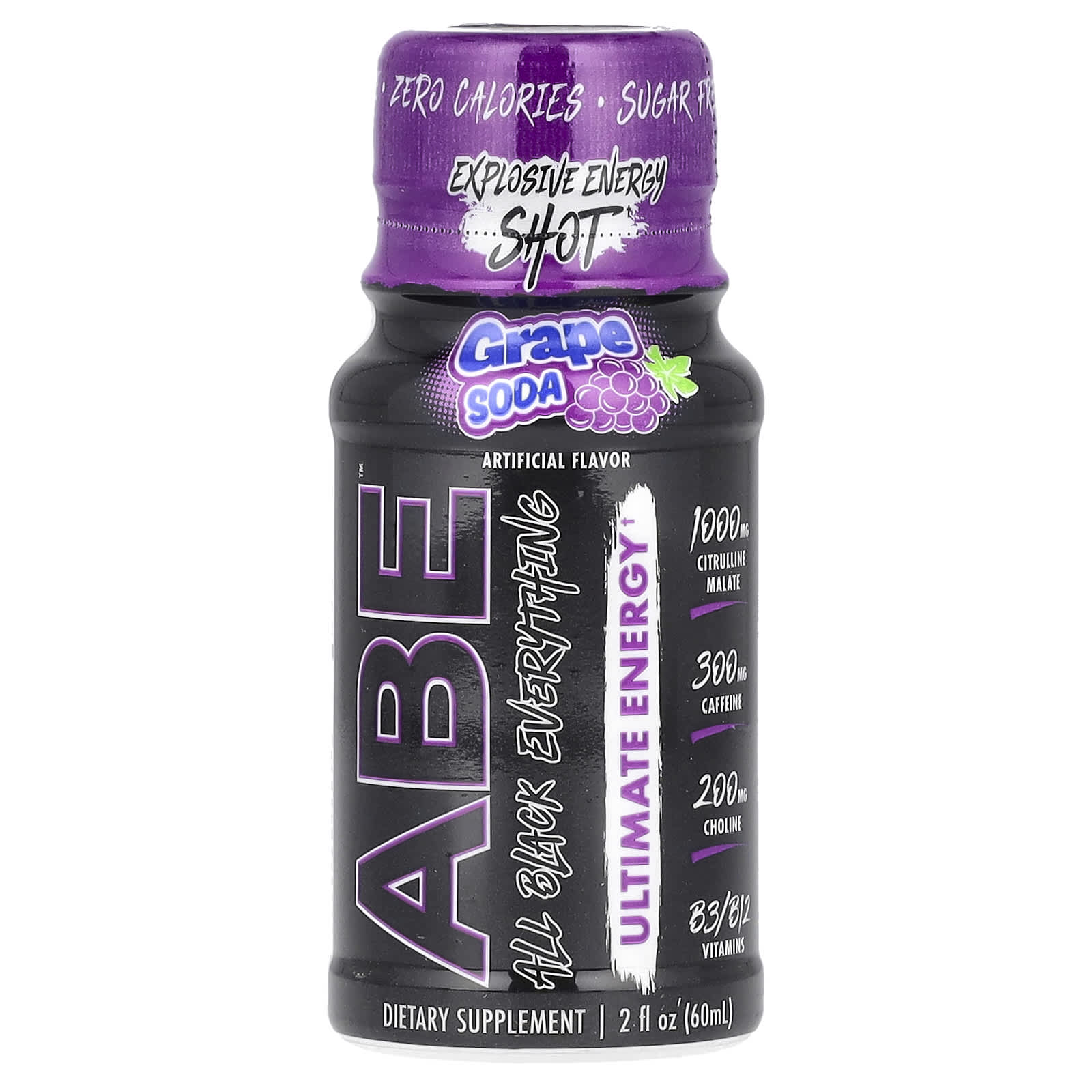 ABE, Ultimate Energy, Grape Soda, 12 Pack, 2 fl oz (60 ml) Each