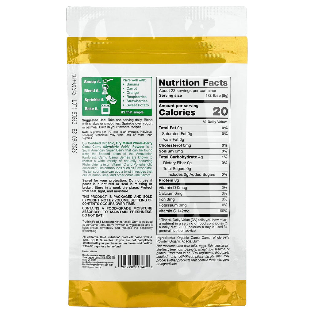 California Gold Nutrition, Superfoods, Organic Camu Camu Powder, 4 oz (114 g)