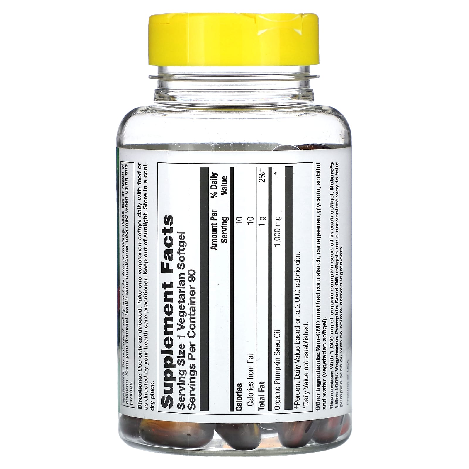 Nature's Life, Pumpkin Seed Oil, 90 Vegetarian Softgels (1,000 mg per Softgel)
