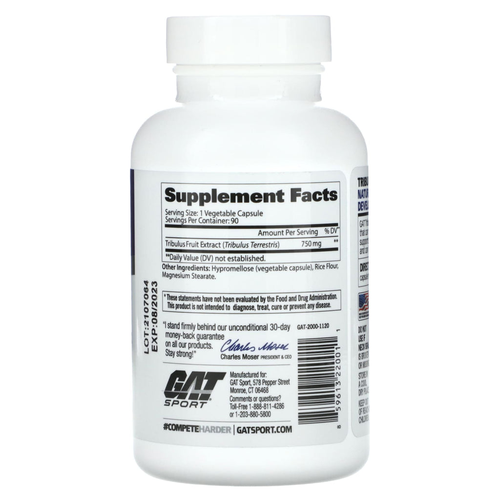 GAT, Tribulus, Men's Performance Enhancer, 90 Veg Capsules (750 mg per Capsule)