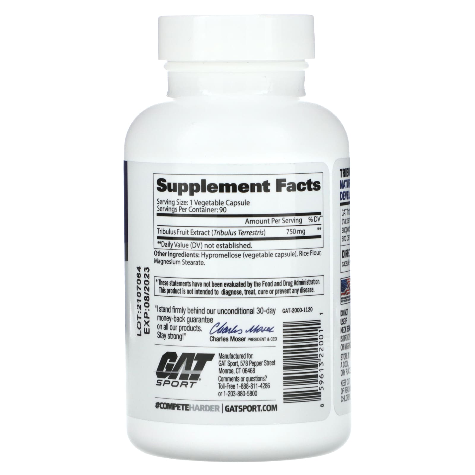 GAT, Tribulus, Men's Performance Enhancer, 90 Veg Capsules (750 mg per Capsule)