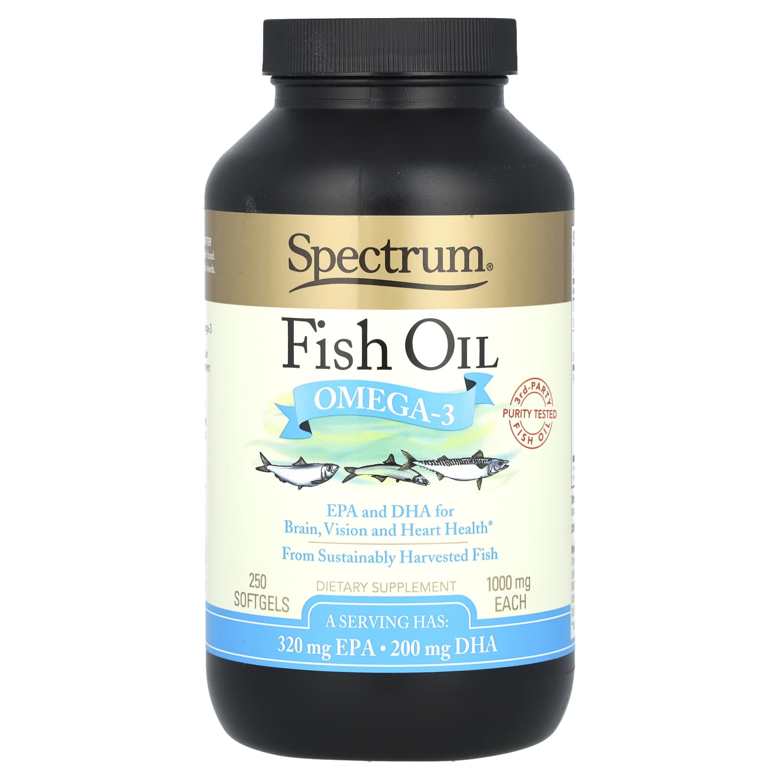 Spectrum Essentials, Fish Oil, Omega-3, 250 Softgels (500 mg per Softgel)