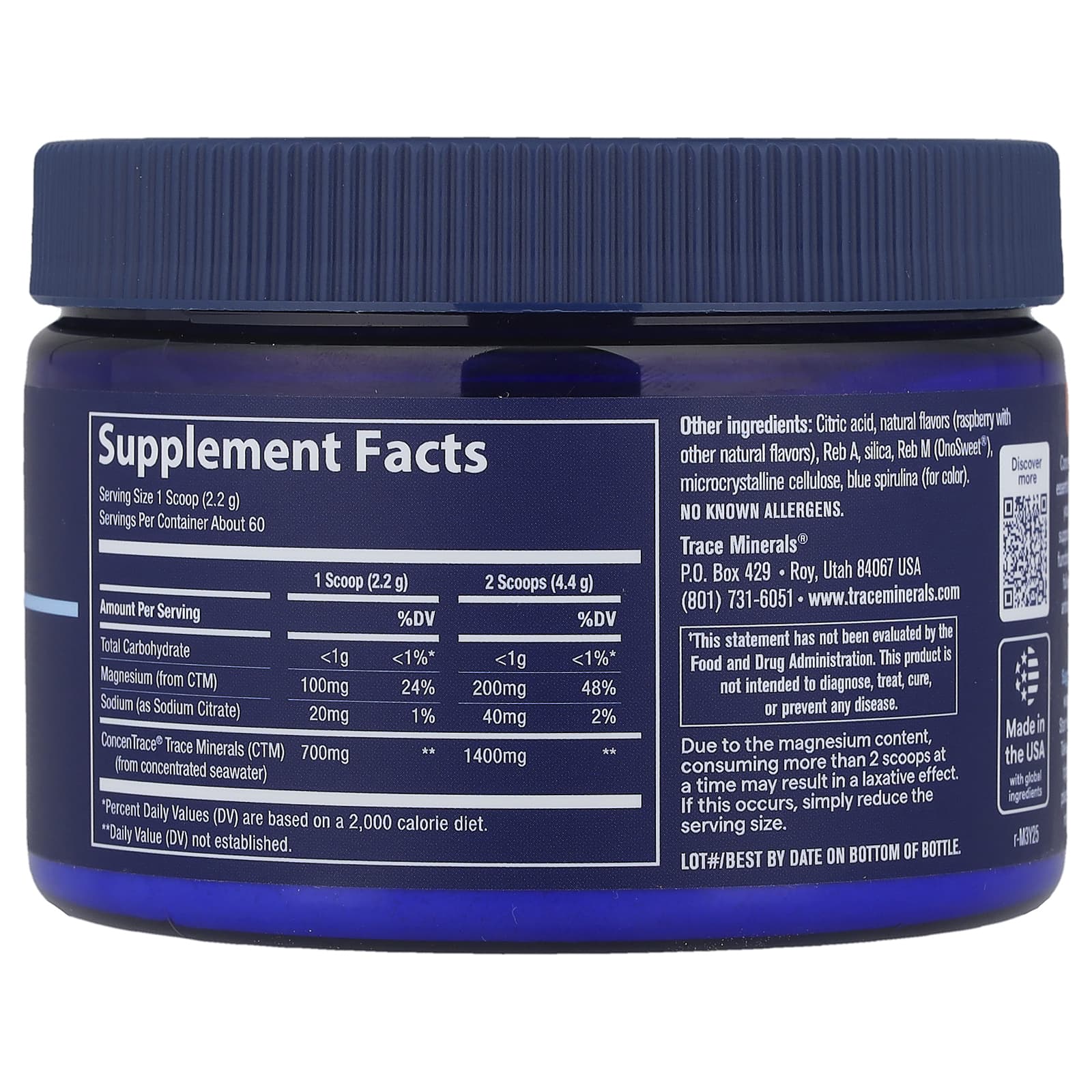 Trace, ConcenTrace®, Daily Mineral Powder, Blue Raspberry, 4.65 oz (132 g)