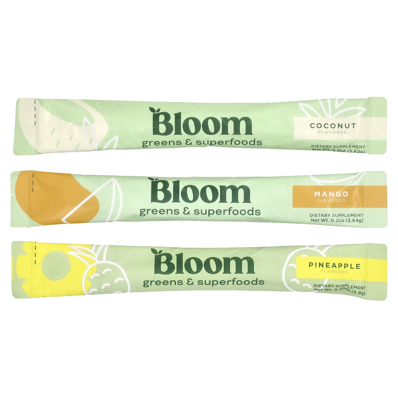 Bloom, Greens & Superfoods, Tropical Pack, 18 Stick Packs, 3.6 oz (102.36 g)