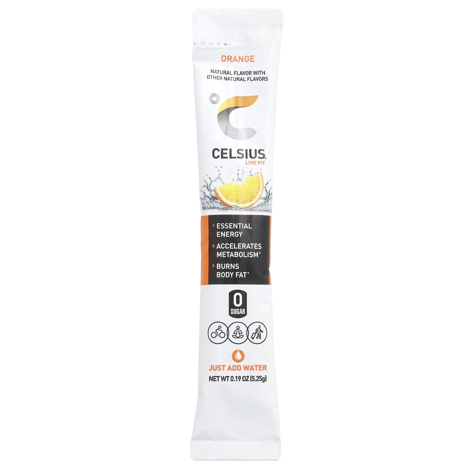 Celsius, Live Fit, Orange, 14 On-The-Go Packets, 0.19 oz (5.25 g) Each