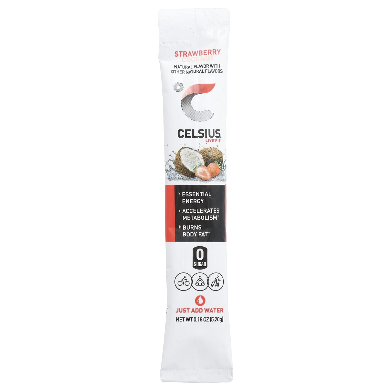 Celsius, Live Fit, Strawberry Coconut, 14 On-The-Go Packets, 0.18 oz (5.2 g) Each