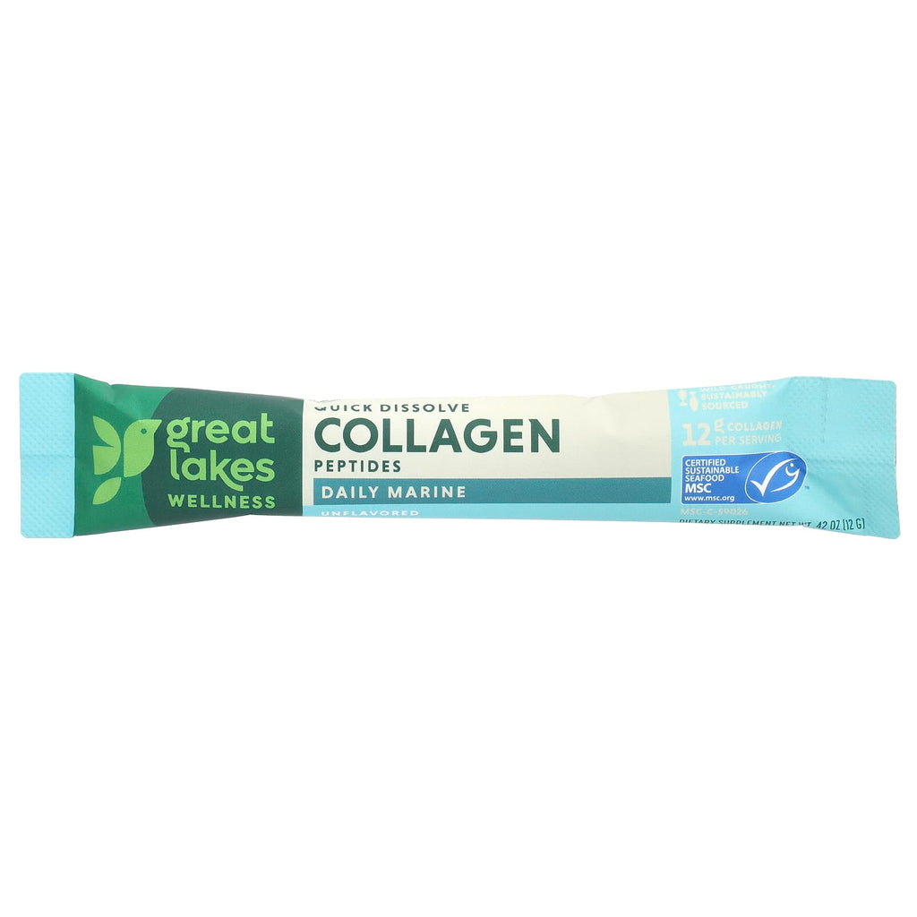 Great Lakes Wellness, Quick Dissolve Collagen Peptides, Daily Marine, Unflavored, 20 Packets, 0.42 oz (12 g) Each