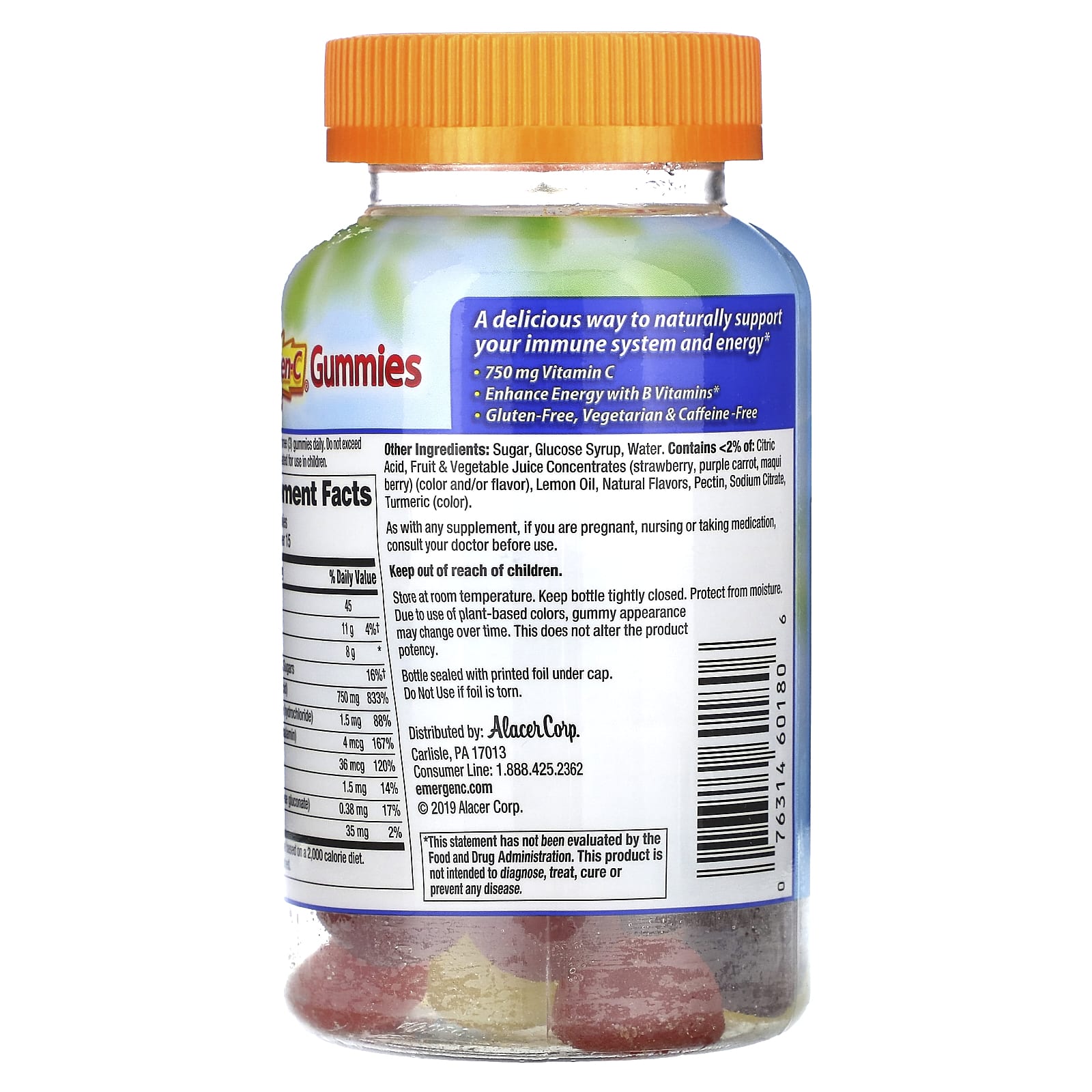 Emergen-C, Immune Support Gummies, Strawberry, Lemon & Blueberry, 45 Gummies